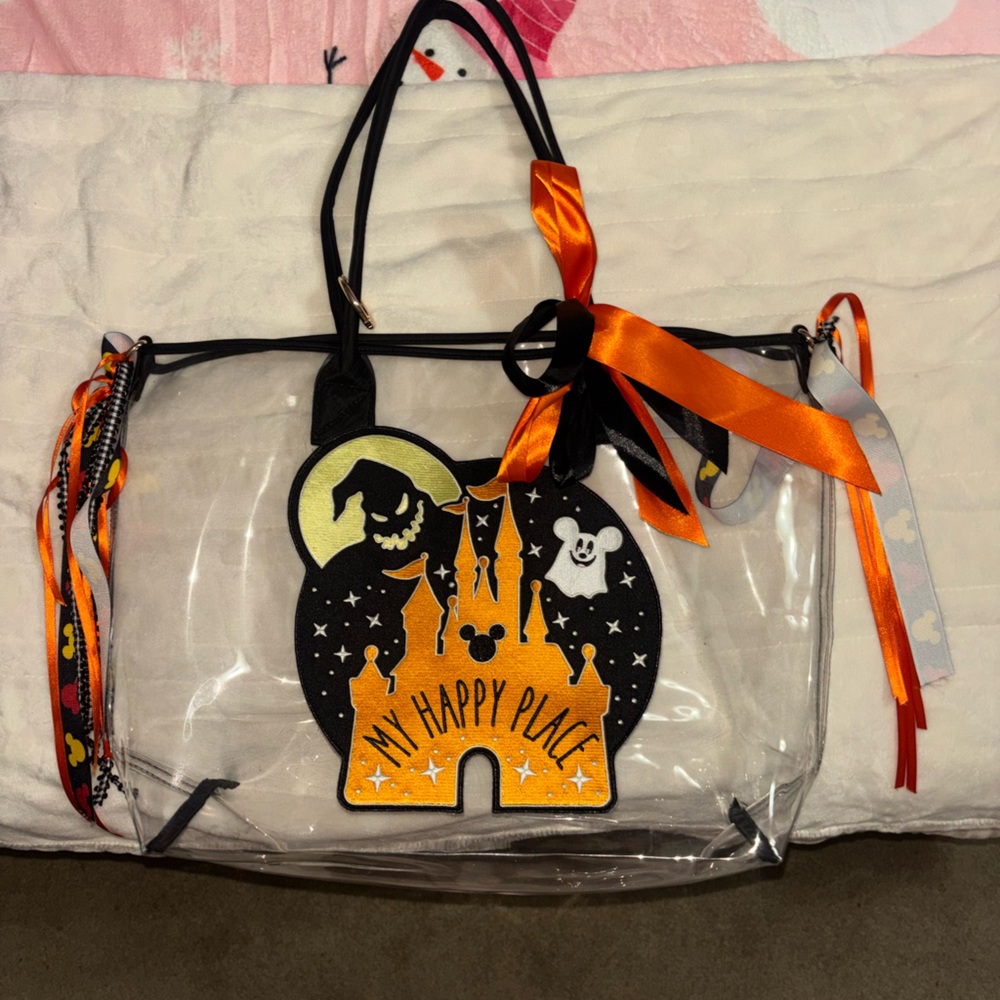 Disney Oogie boogie Clear Halloween Tote with Orange and Black Accents